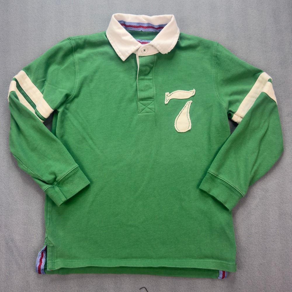 Mini Boden Rugby Shirt Size 9-10Y Green Long Sleeve Polo Number 7